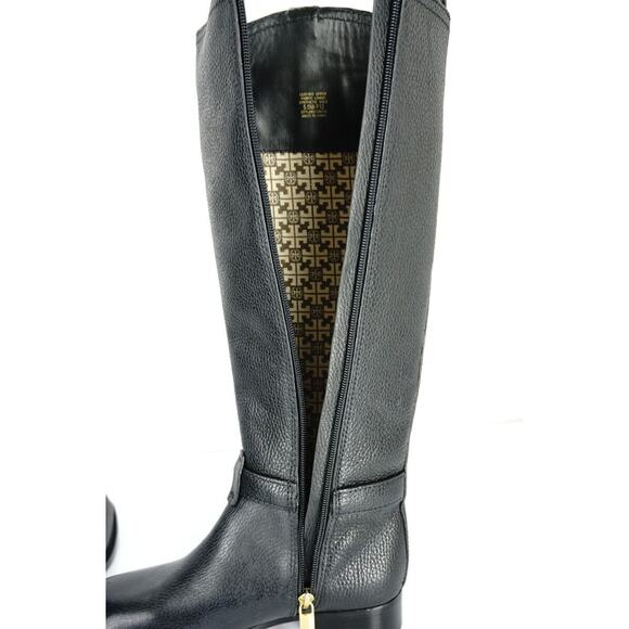 Tory Burch Logo Buckle Amanda Tall Leather Riding Knee High Boots SZ 5 New $495 - Picture 4 of 10